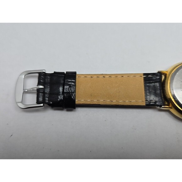 Futura Sun Moon Skeleton Dial Quartz Watch Womens Black New Battery Gold Tone - Picture 10 of 12